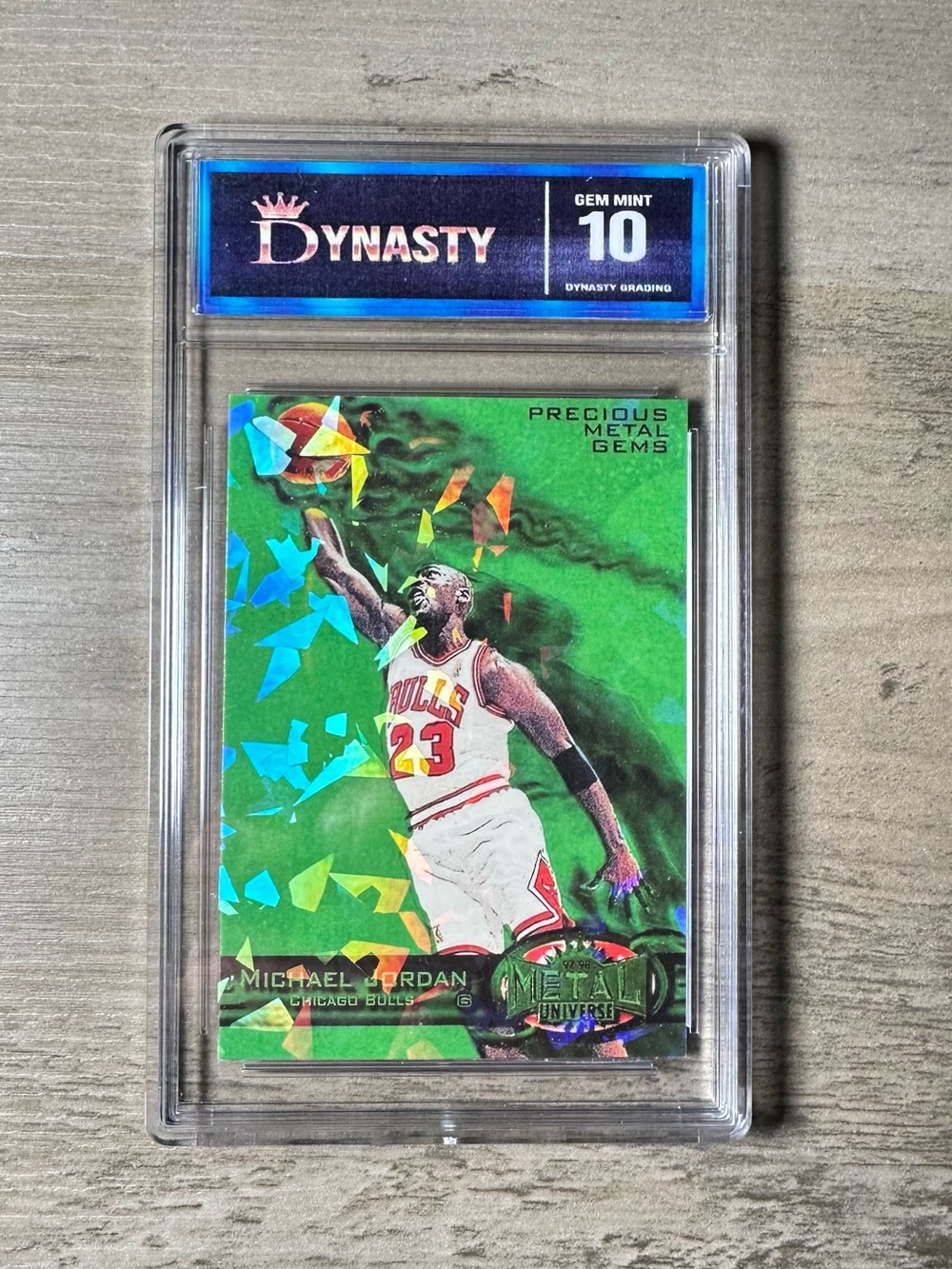 Michael Jordan Gem Mint 10 1997 Fleer/Skynox Holo 9/100 Novelty Card.
